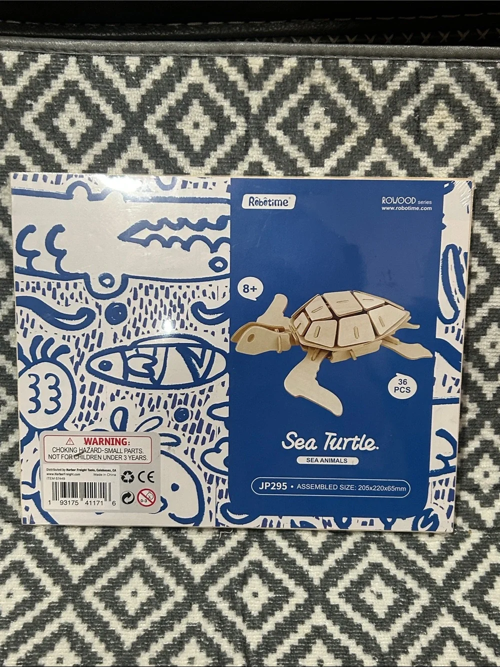 Robotime Sea Turtle 3D Wooden Paintable Puzzle Natural Wood Finish NIP age 8+